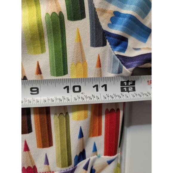 Polyester Rainbow Pencil Print Cap Sleeves Twirl Dress Girls L School - Picture 5 of 6